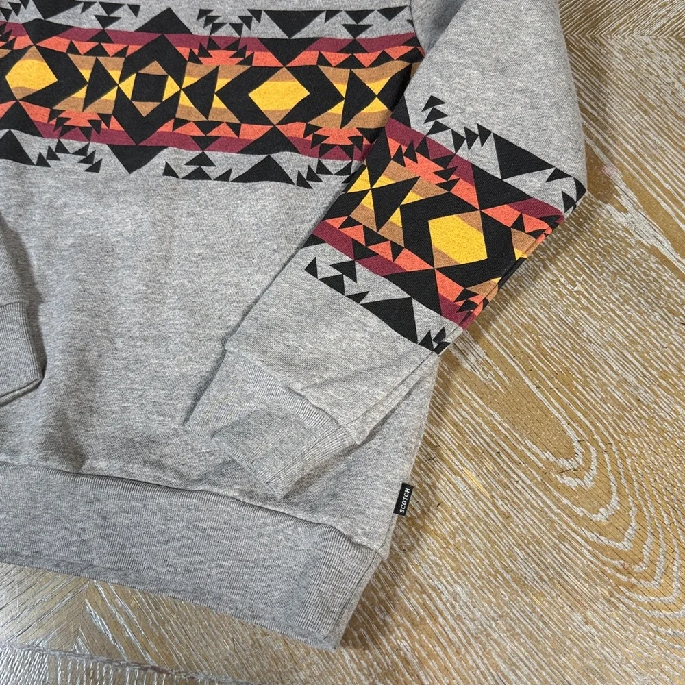 SCOTCH & SODA Gray with Geometric Red and Yellow Pattern Sweatshirt 8 Boy
